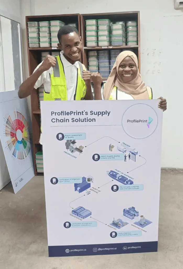 Kudrath Majid and her colleague replacing the traditional cupping method with ProfilePrint’s AI solution in Dar es Salaam, Tanzania