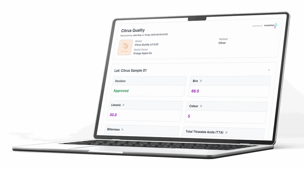AI tools for ingredient quality assessment showing a plug-n-play quality report