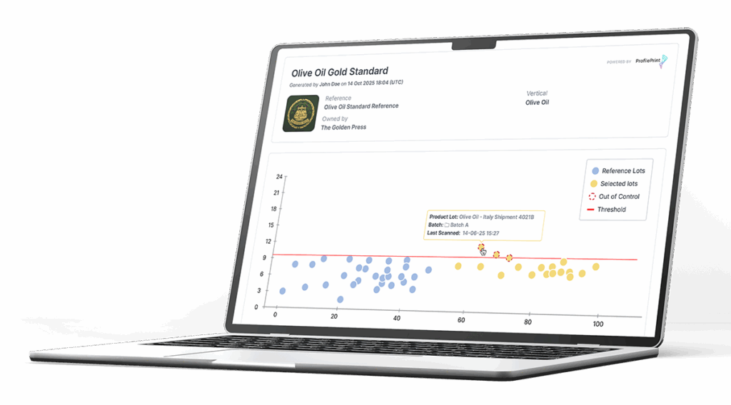 Laptop screen showing Monitor ingredient quality assessment tool for tracking quality variations in factory processes